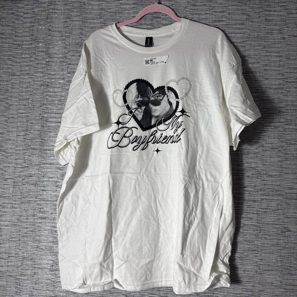 I Love My Boyfriend J-Hope BTS T-Shirt Tee, White, XXL 2XL